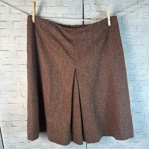 Eddie Bauer harringbone skirt front plate 90s vintage feminine warm academia - Picture 1 of 8